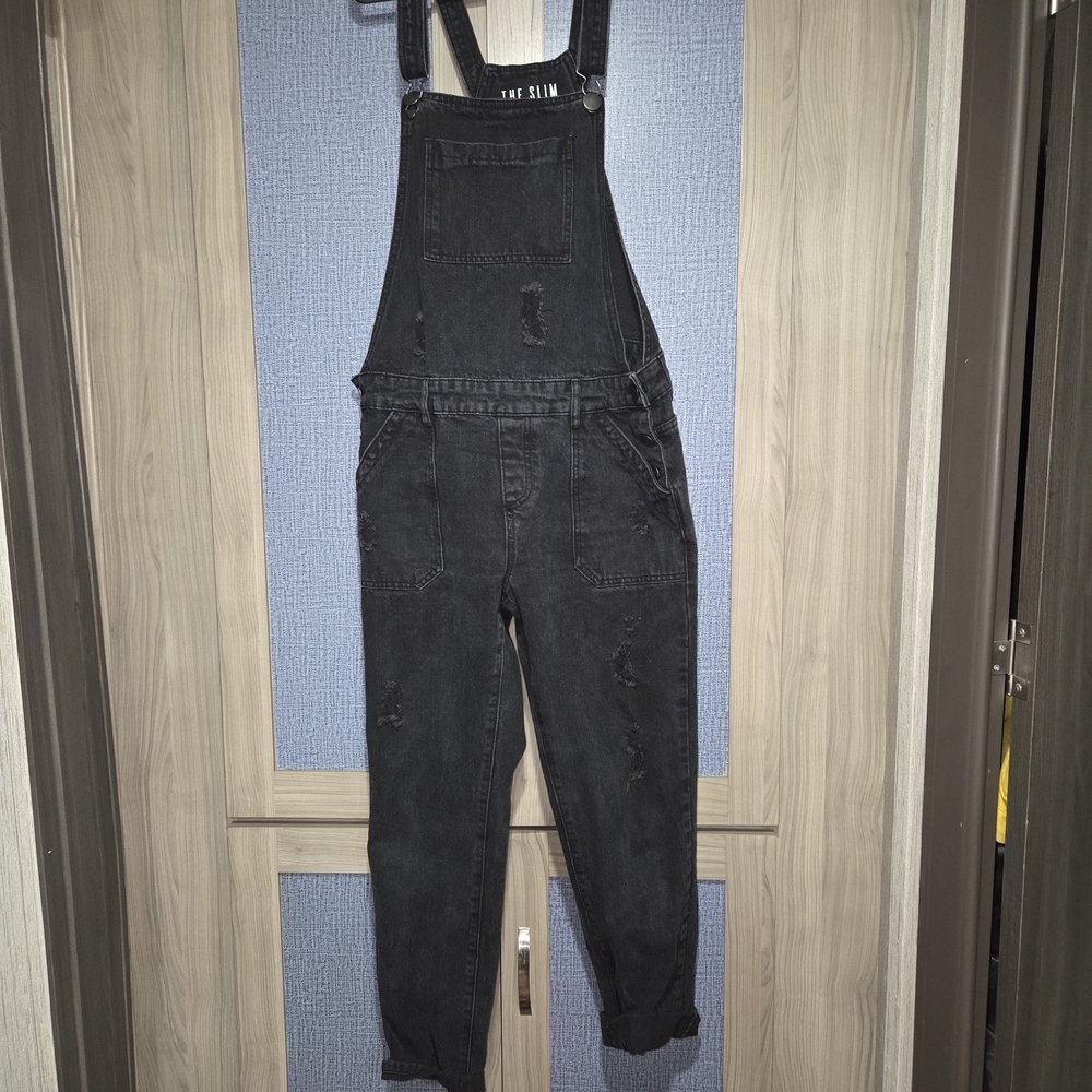 Black Denim Overalls for Women - Picture 2 of 4